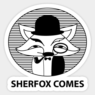 Hipster fox as a detective Sticker